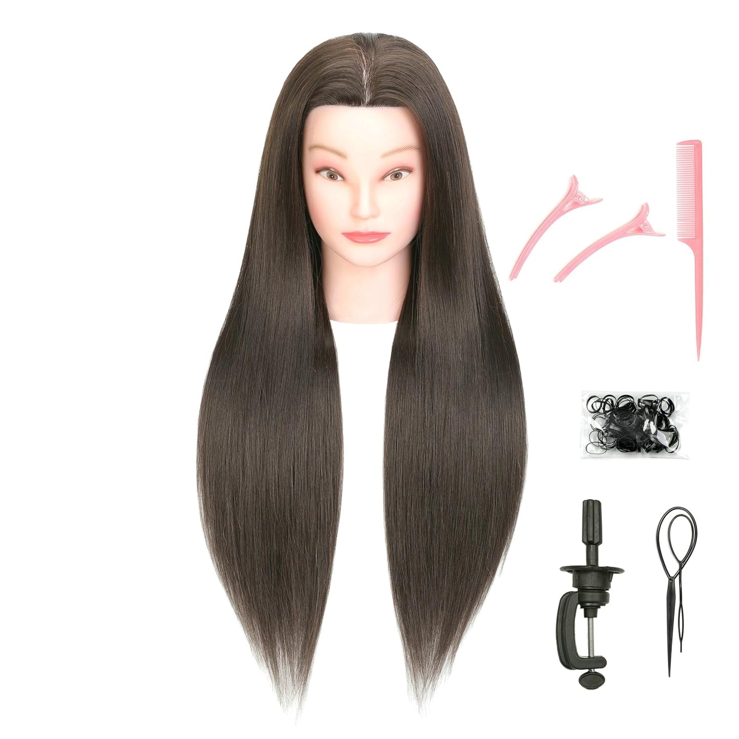 Human Hair Mannequin Head - Realistic Styling Practice Doll with Stand for Cosmetology | Ideal for Braiding & Hairdressing