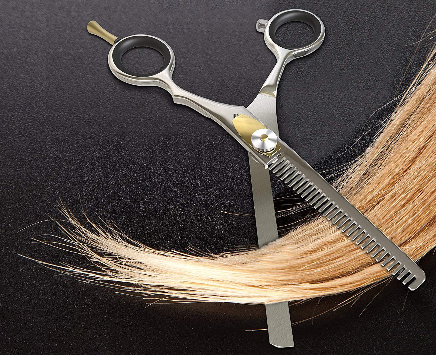 Equinox International, Professional Hair Scissors, Japanese Stainless Steel-Barber Hair Cutting Texturizing Thinning Razor Edge Series Teeth Shears for Men/Women/Kids/Salon & Home-6.5" Overall Length