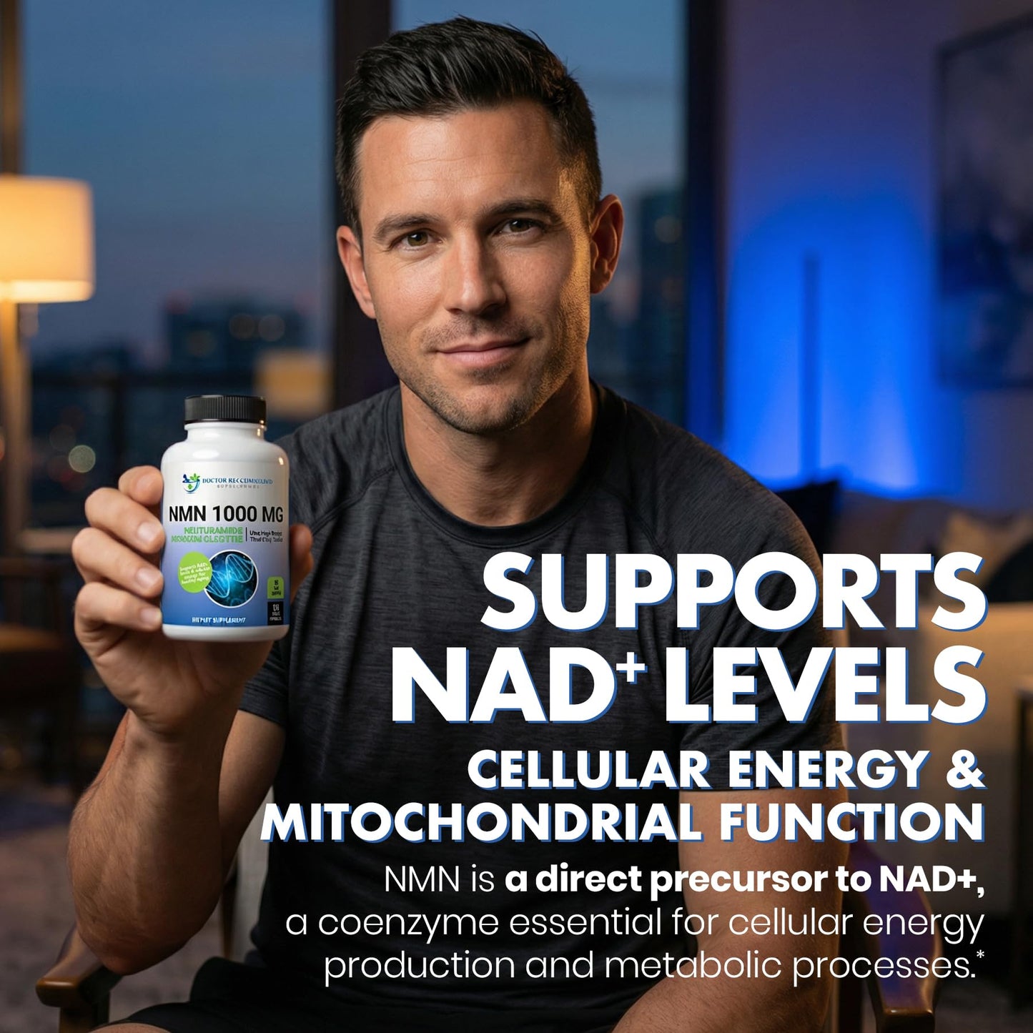 DOCTOR RECOMMENDED SUPPLEMENTS NMN 1000mg (Nicotinamide Mononucleotide) - 120 Veggie Capsules, 30 Servings - Supports NAD+ Levels & Cellular Energy - Third Party Tested, Non-GMO, Gluten Free