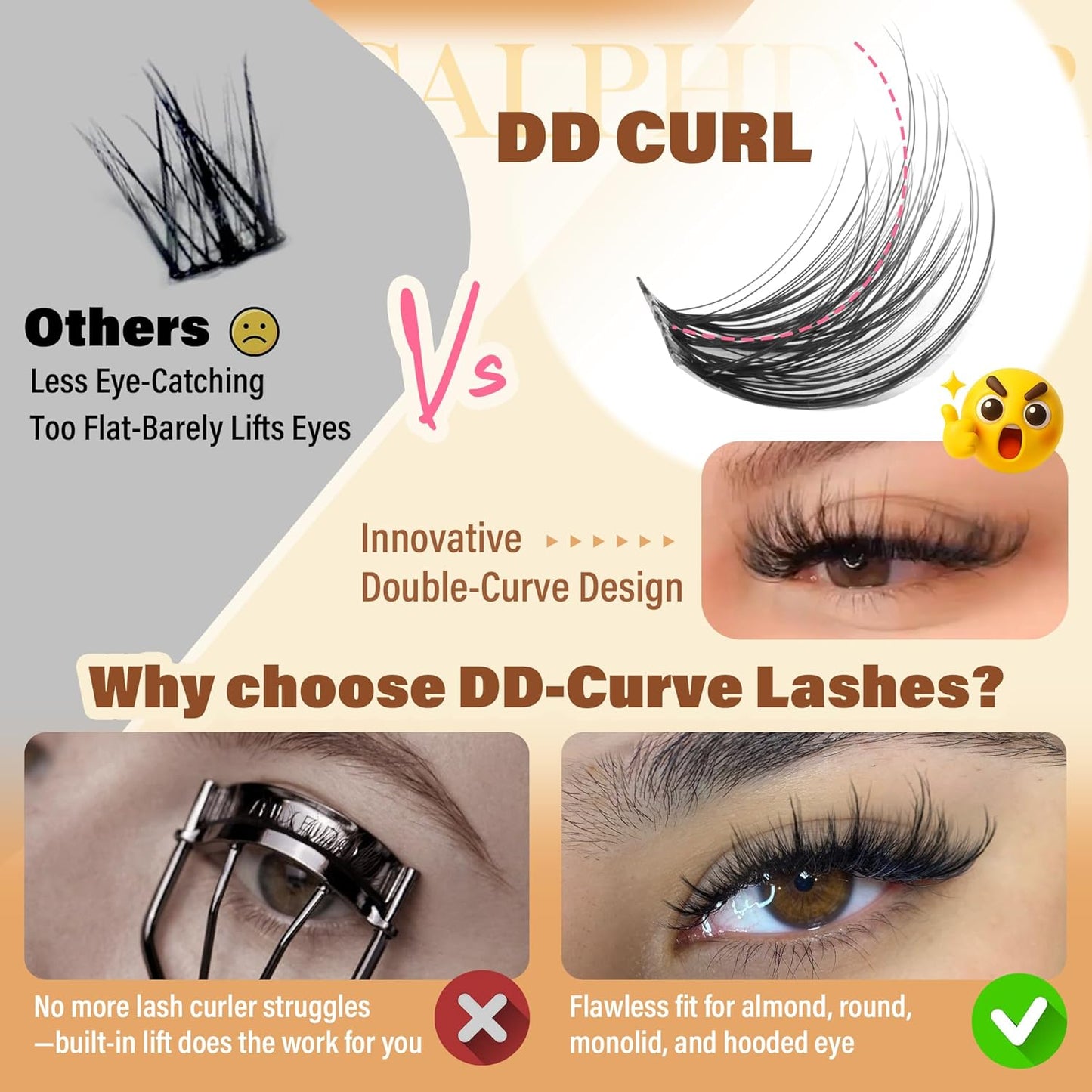 Spider Lashes Clusters - Natural Fluffy Eyelash Extensions | DD Curl Wispy Individual Lashes 10-16mm