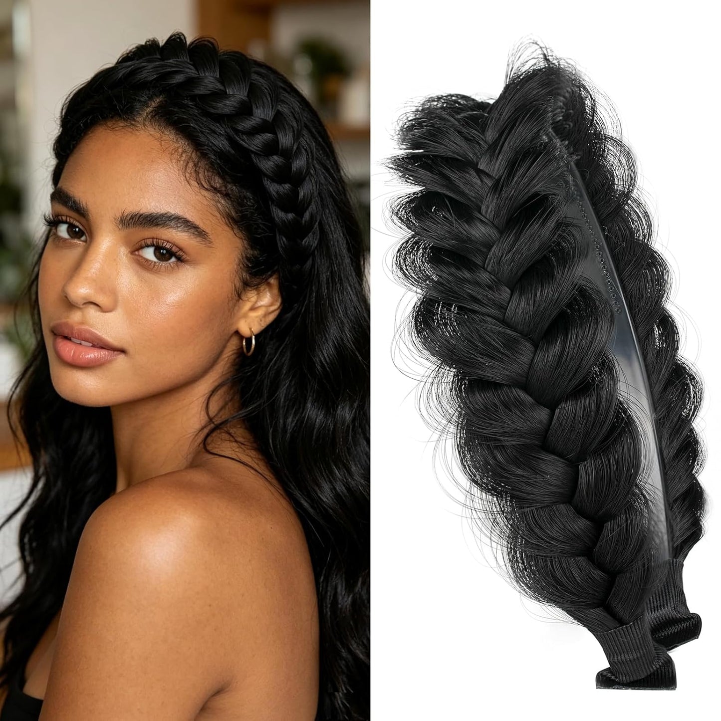 Braided Headband - Elastic Non-Slip Fashion Hair Accessory for Women & Girls | Ocher Color