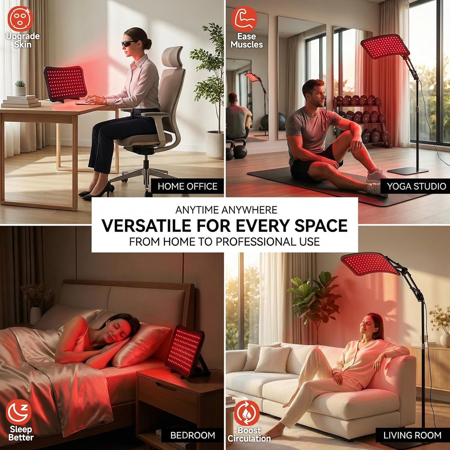 Renergy Red Light Therapy Lamp - 660nm & 850nm Infrared Panel for Face & Body | Portable LED Device with Remote Control