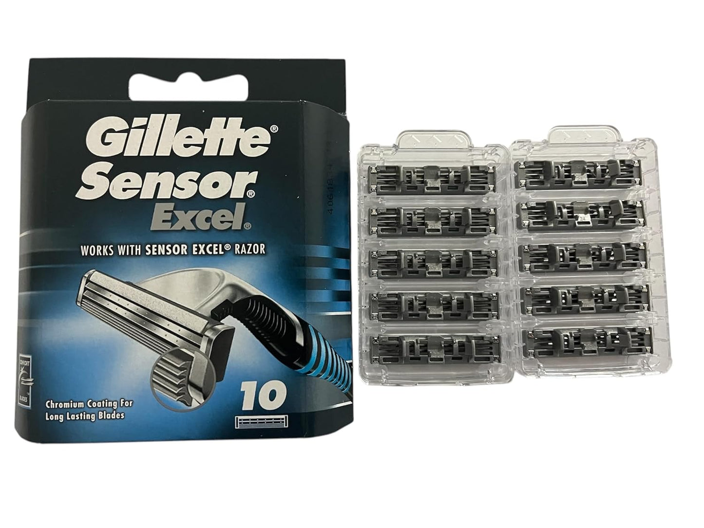 Gillette Sensor Excel Razor Cartridges - 10 Count | Pack of 2 for Smooth Shaving