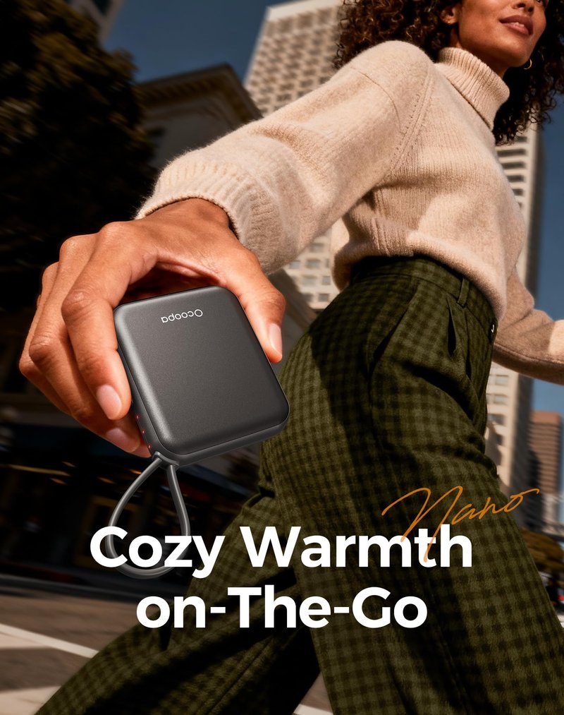 Ocoopa Hand Warmers Rechargeable UT5 Nano – Slim Electric Pocket Heater, Smart Temp Control, 14Hrs Battery, UL Safety, Travel Must Haves, Practical Gifts for Women, Christmas, Outdoor, Office