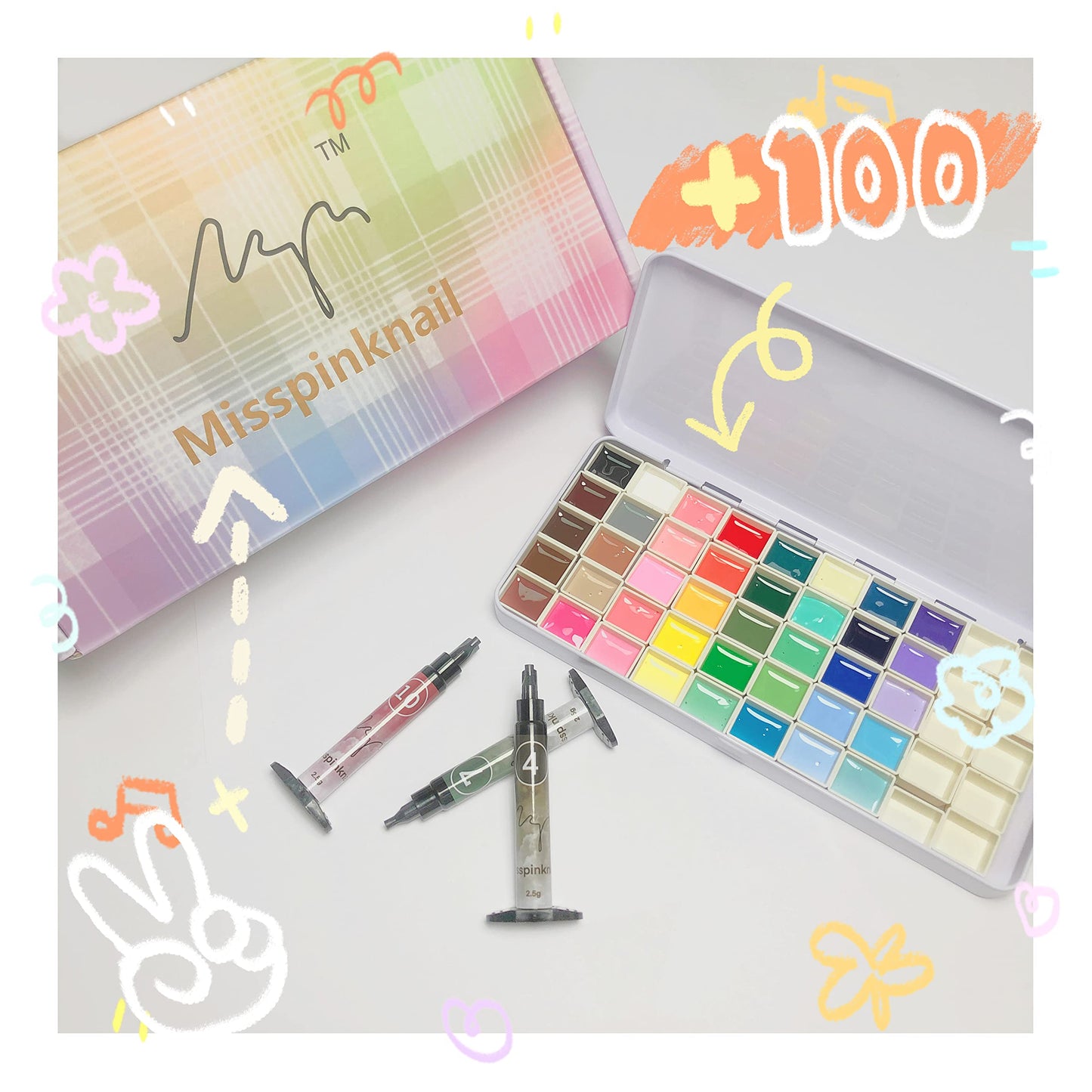 YJMyujimi Gel palette Painting gel for nail art non wipe 40colors individual squares UV LED for DIY nail salon tpo hema free