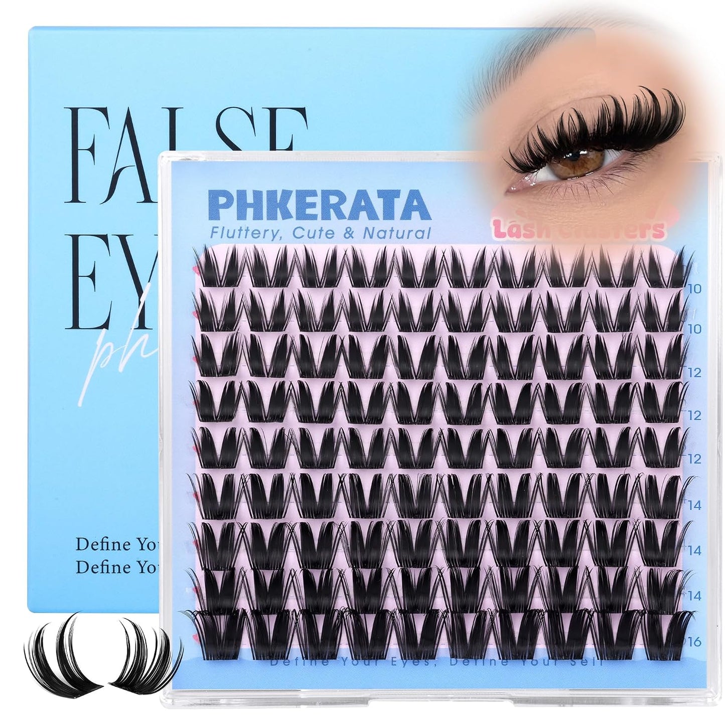 Natural Cluster Lashes - 14mm Wispy Eyelash Extensions | C Curvature for Daily Wear