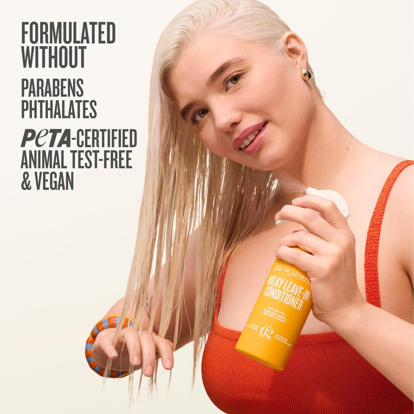 Sol de Janeiro Milky Leave-In Conditioner | Fights Frizz | Detangles | Heat Protection Spray For Hair | Vegan Formula (7.1 Ounce, Cheirosa 62)