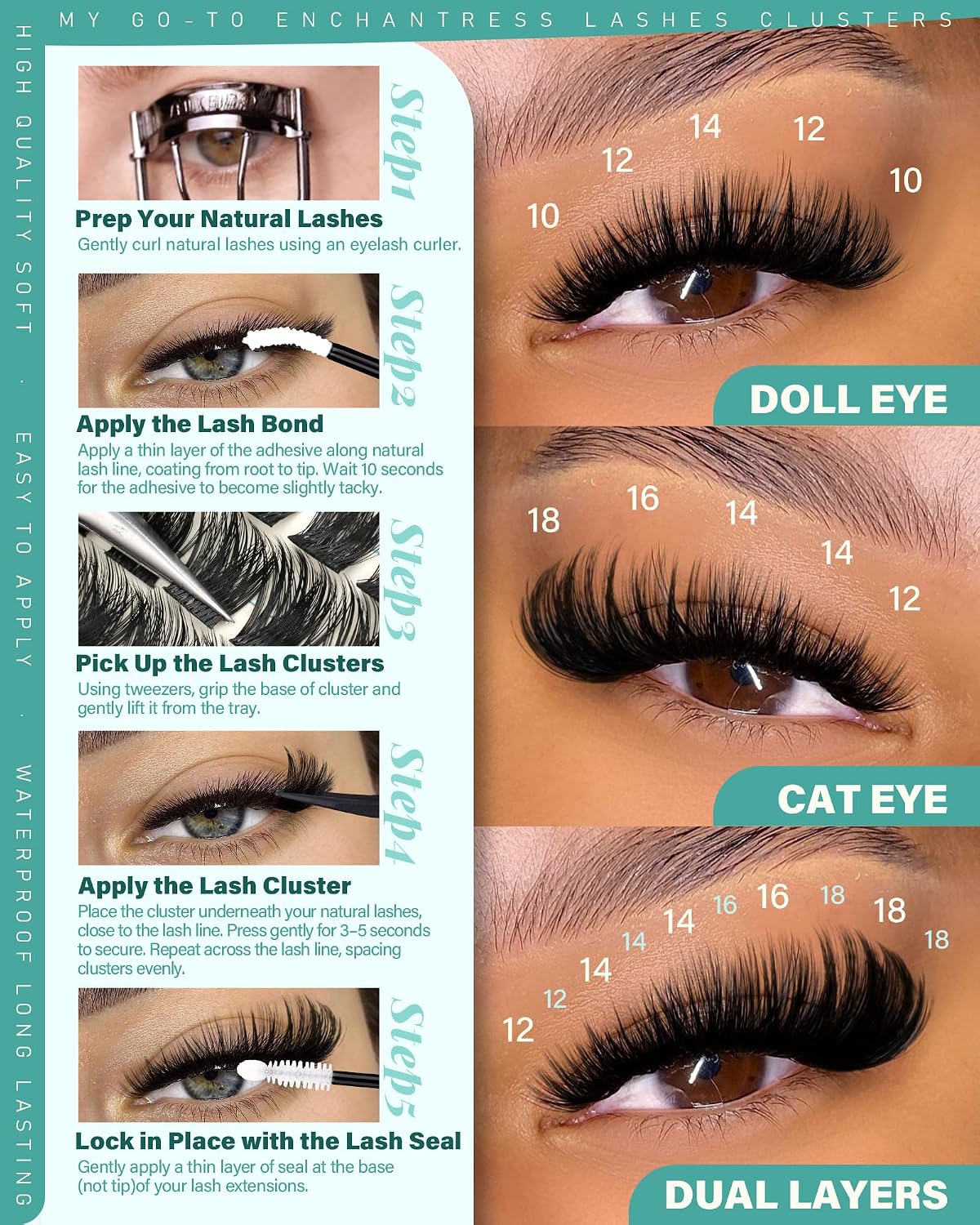 Eyelash Extensions - Enchantress Volume Cluster Lashes | Wispy 10-18mm D-Curl Soft Band for Easy DIY Application