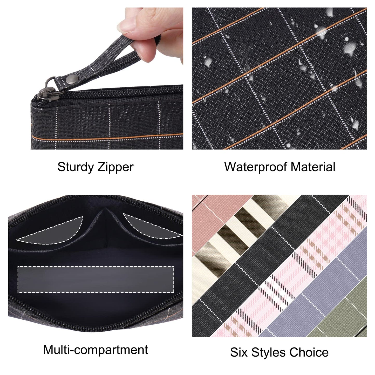 MAANGE Small Makeup Bag for Purse Cosmetic Bags for Women Pu Leather Makeup Pouch Travel Makeup Bag with Handle Make Up Bag for Travelling(Black)