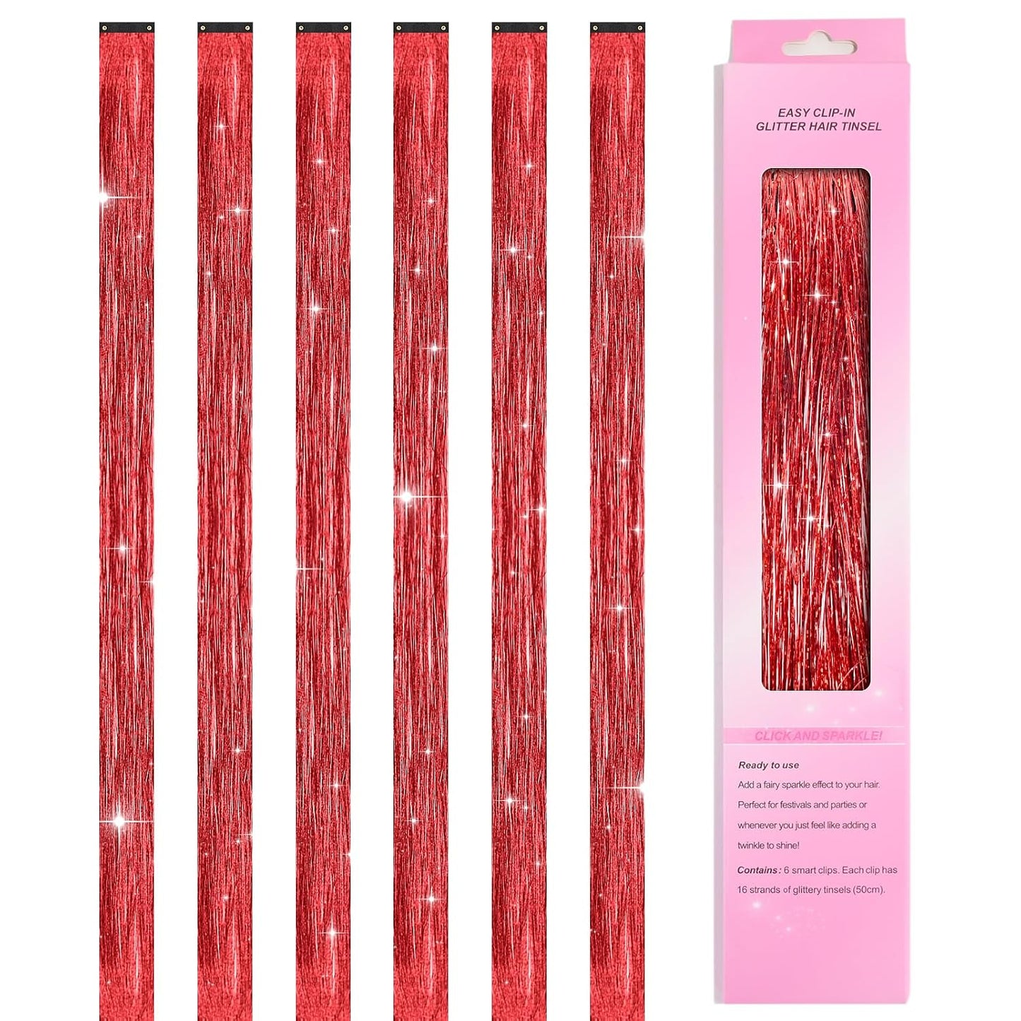 12 Colors Hair Tinsel Kit - 48 Inch Heat Resistant Hair Extensions | 3600 Strands Sparkling Glitter for Festivals & Parties