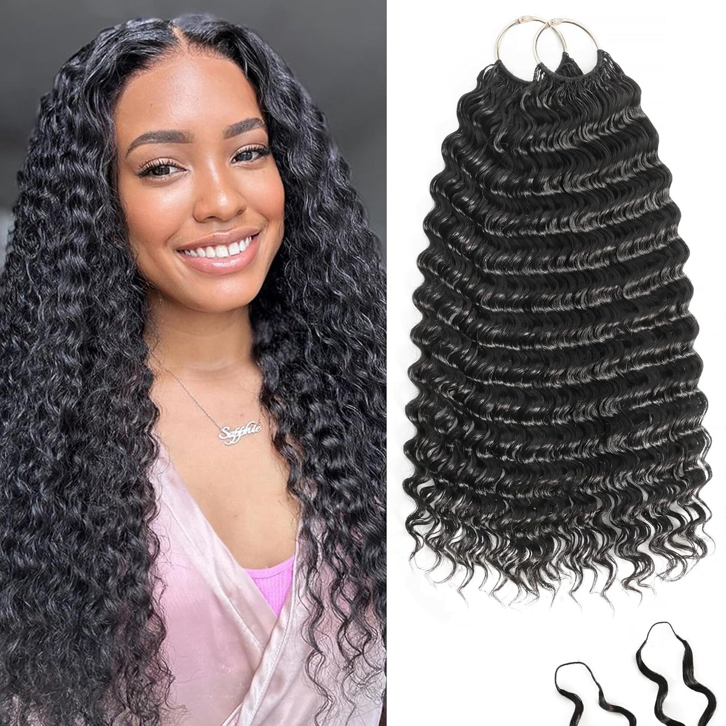 Feather Crochet Hair Extensions - 12 Inch 120g Invisible Miracle Knots for Black Women | Jerry Curly Pre-Separated Natural Black