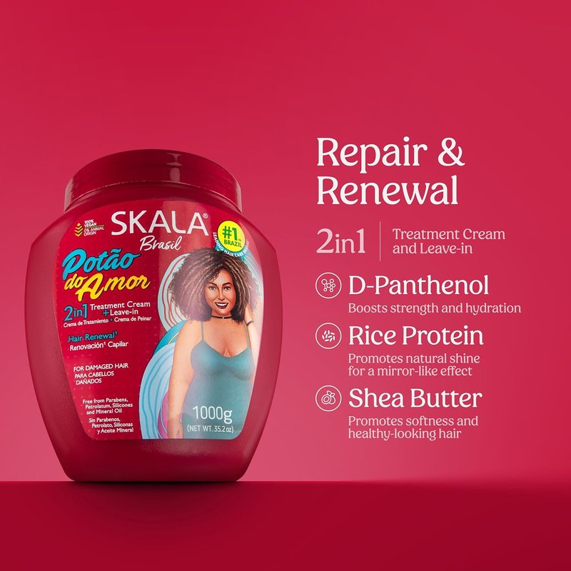 SKALA 2-in-1 Treatment Cream & Leave-In Conditioner - Multi-Ingredient Repair for All Hair Types | 35.2 oz