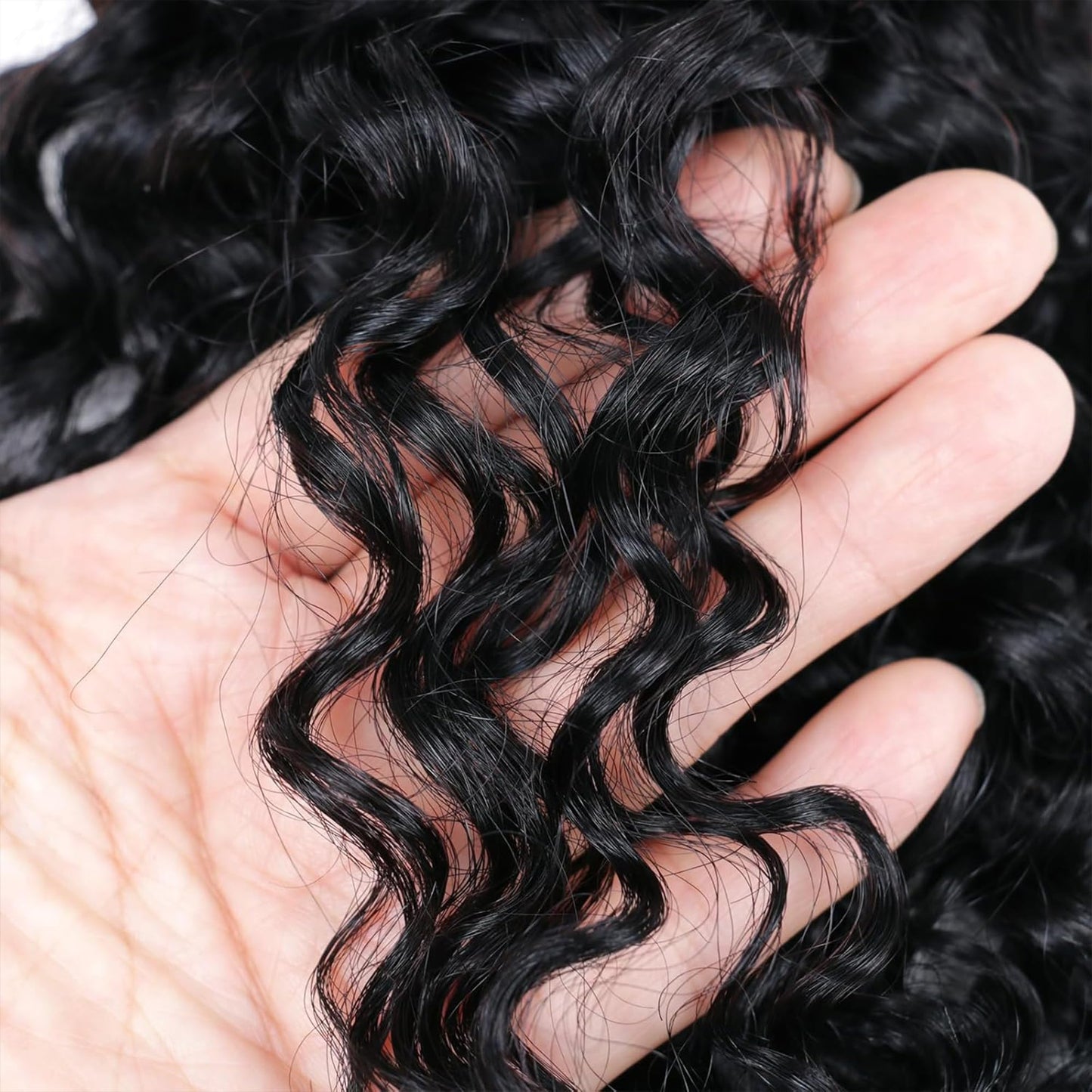 Natural Black Bundles Human Hair Water Wave Bundles Human Hair 18 Inch #1B Single Bundle Human Hair Extension for Women 100g Total