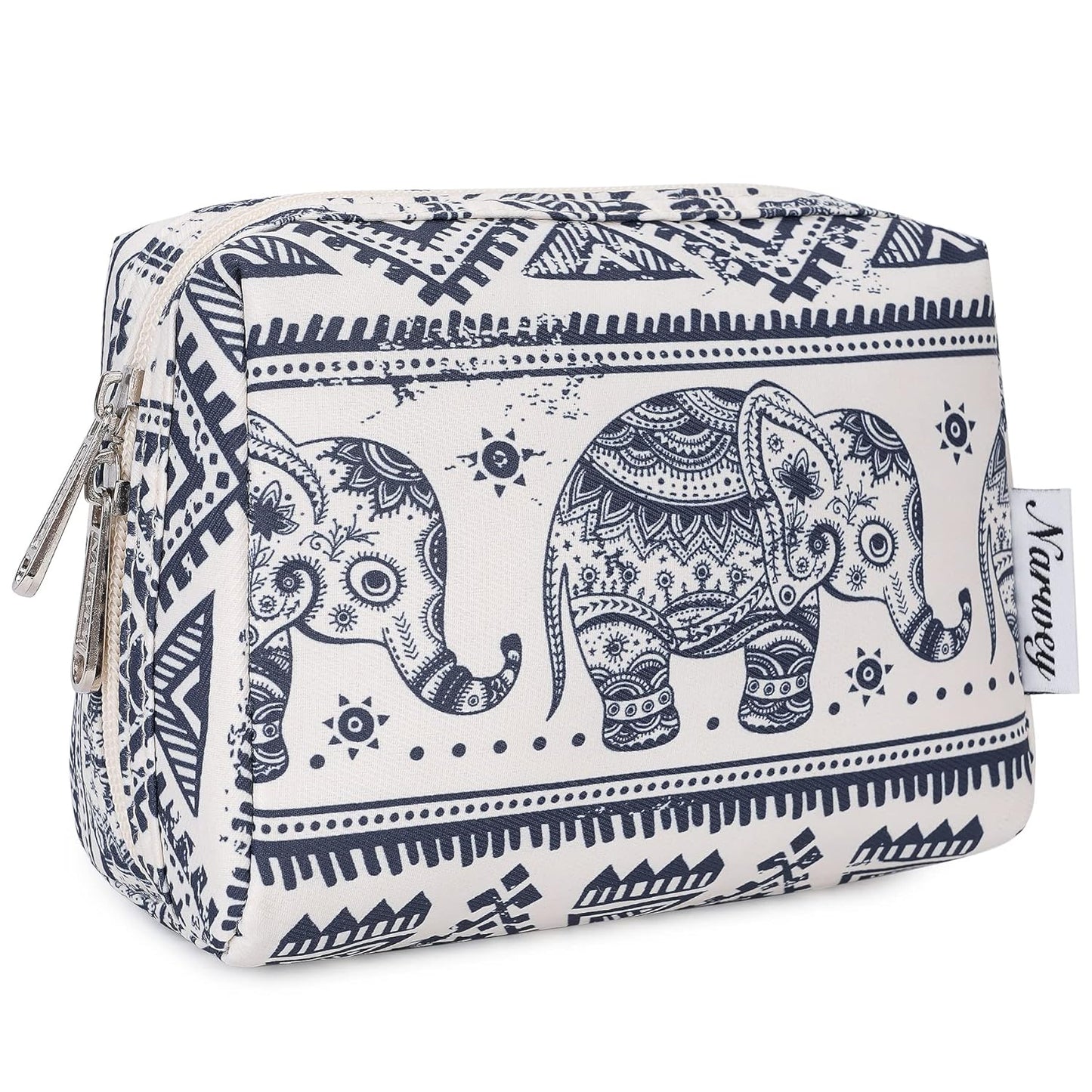 Checkered Makeup Bag - Travel Cosmetic Organizer with Compartments | Large Sky Blue Checkerboard