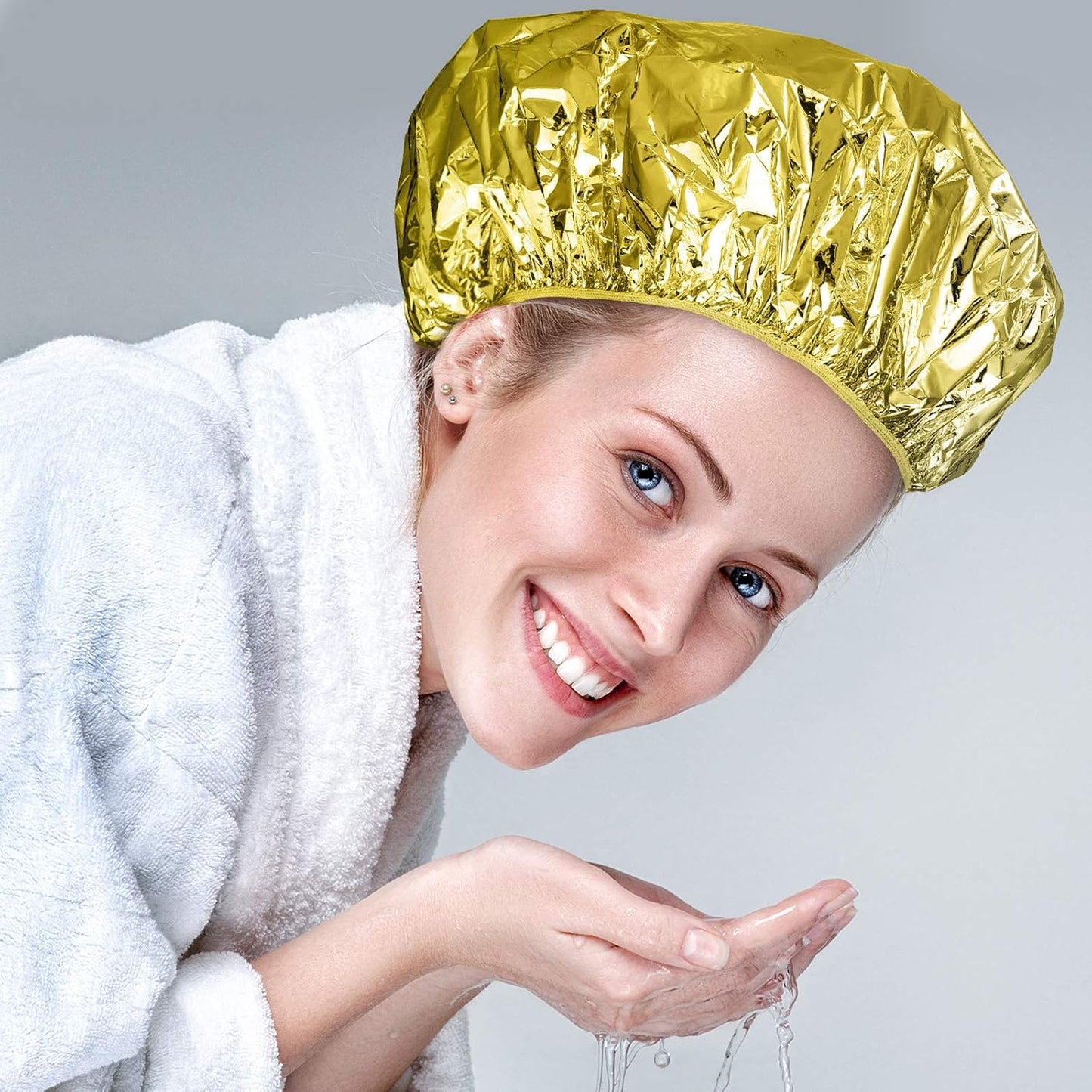 Deep Conditioning Caps - 12 Pieces Aluminum Foil Reusable Hair Coloring & Processing Caps | 12 Inch, Gold & Silver