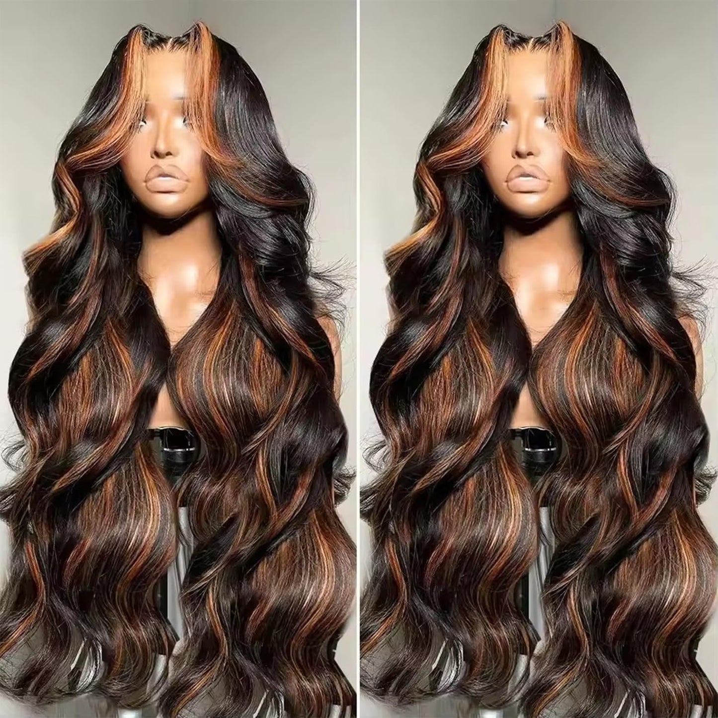 StarlightBelle 30 Inch Wear and Go Glueless Wigs Body Wave Lace Front Wig For Women Pre Cut Highlight Ombre 1B/30 Blended Hair Lace Wigs 220% Density