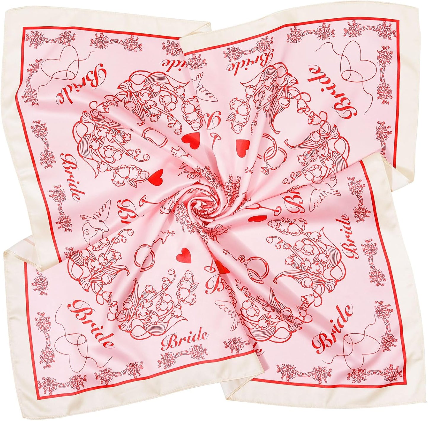 Bride Head Scarf - Bachelorette Party Bandana | 27.5" Square Satin Handkerchief for Weddings & Events