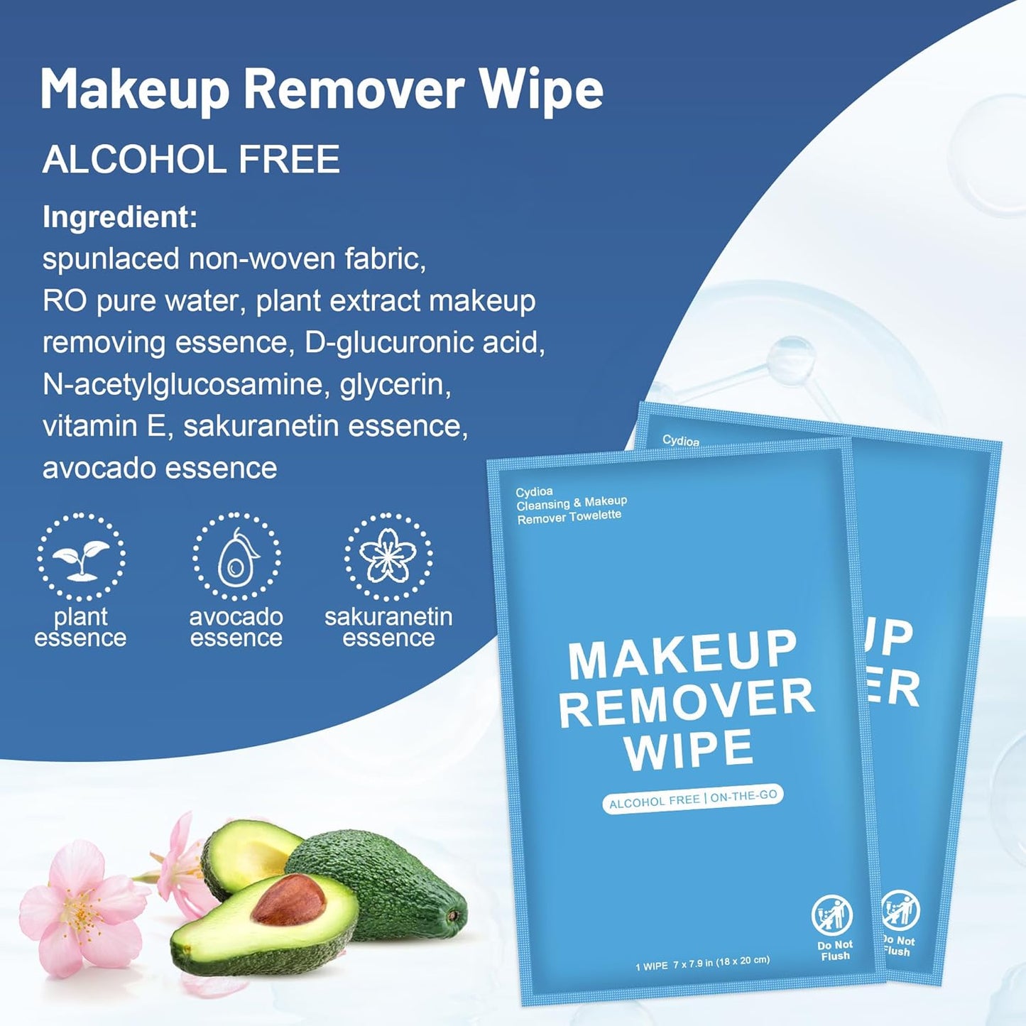 Makeup Remover Wipes - 100 Individually Wrapped Cleansing Wipes for Face & Eyes | Gentle & Travel-Friendly