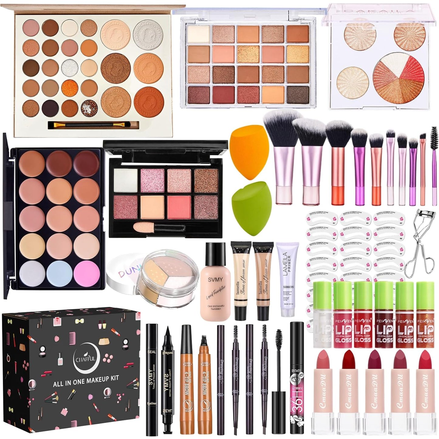 Makeup Kit for Women - All-in-One Essential Set with Foundation, Eyeshadow Palette, Lipstick & Brushes | Perfect Gift Bundle