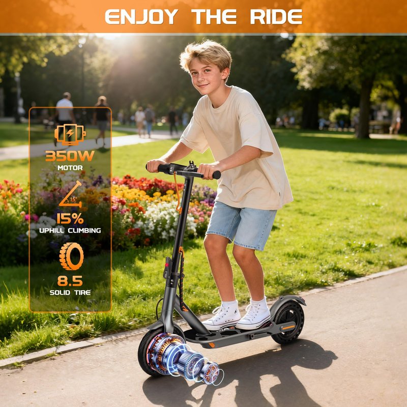 Maxshot Electric Scooter, 8.5" /10" /14" Tire, 16/19/22 Mph Top Speed, 12/16/21/27/28/49/50 Miles Long Range, Folding Escooter for Adults and Kids with Seat Bag, Dual Braking, Dual Suspension, App