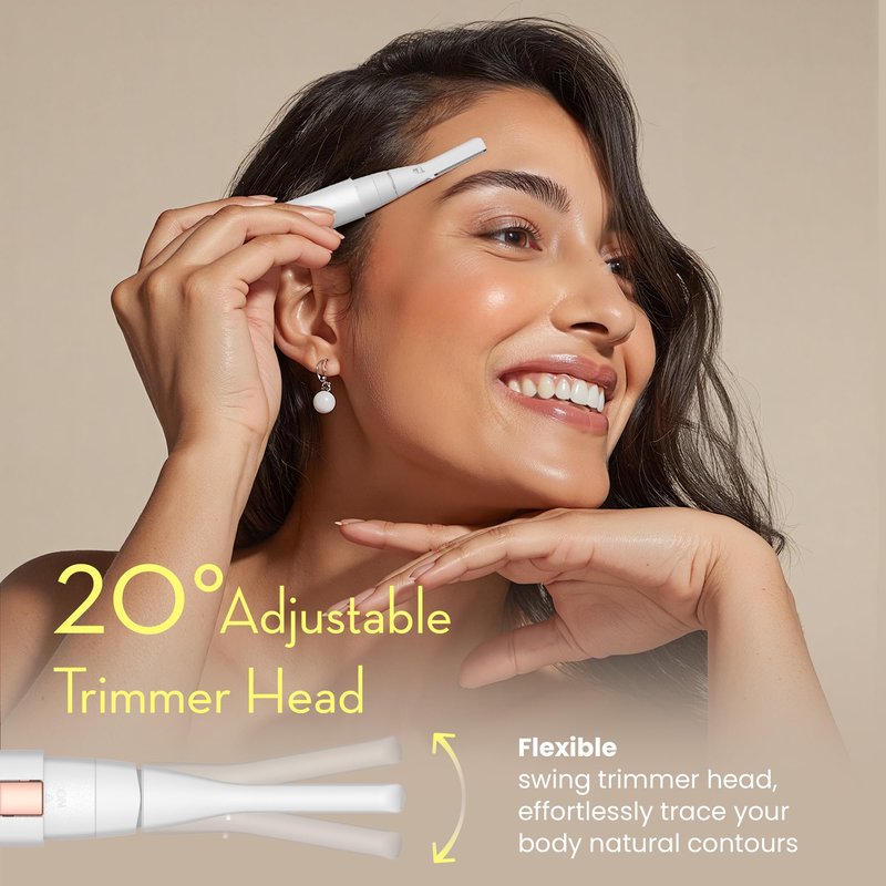 OLOV slim Facial Hair Removal for Women, Painless Eyebrow Trimmer with Pivoting Head, Electric Battery Operated Body Hair Remover with 2 Replaceable Blade for Face Neck Chin Bikini, White