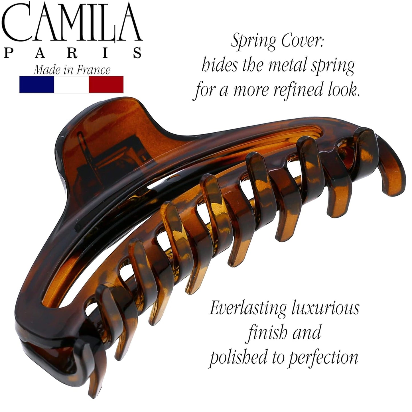 French Hair Clip for Women - Camila Paris CP2370 | Medium Narrow Hair Claw with Strong Hold, Made in France