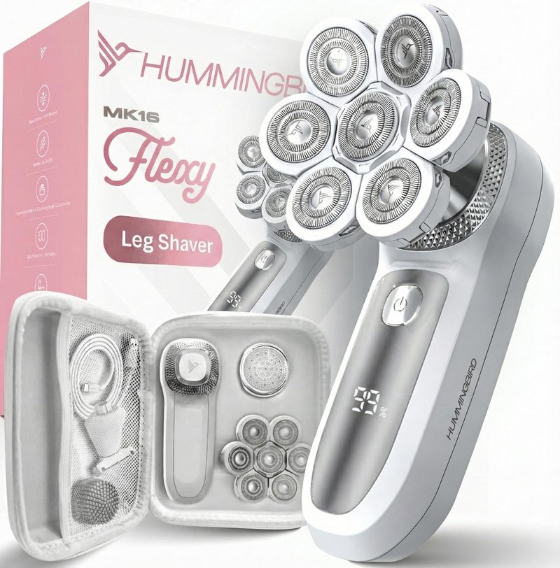HUMMINGBIRD Flexy Electric Razors for Women – Cordless Rechargeable Waterproof Electric Leg Shaver for Silky Smooth Legs, Hair Removal Kit, Exfoliator, Cleanser, Travel Case & Bikini Trimmer for Women