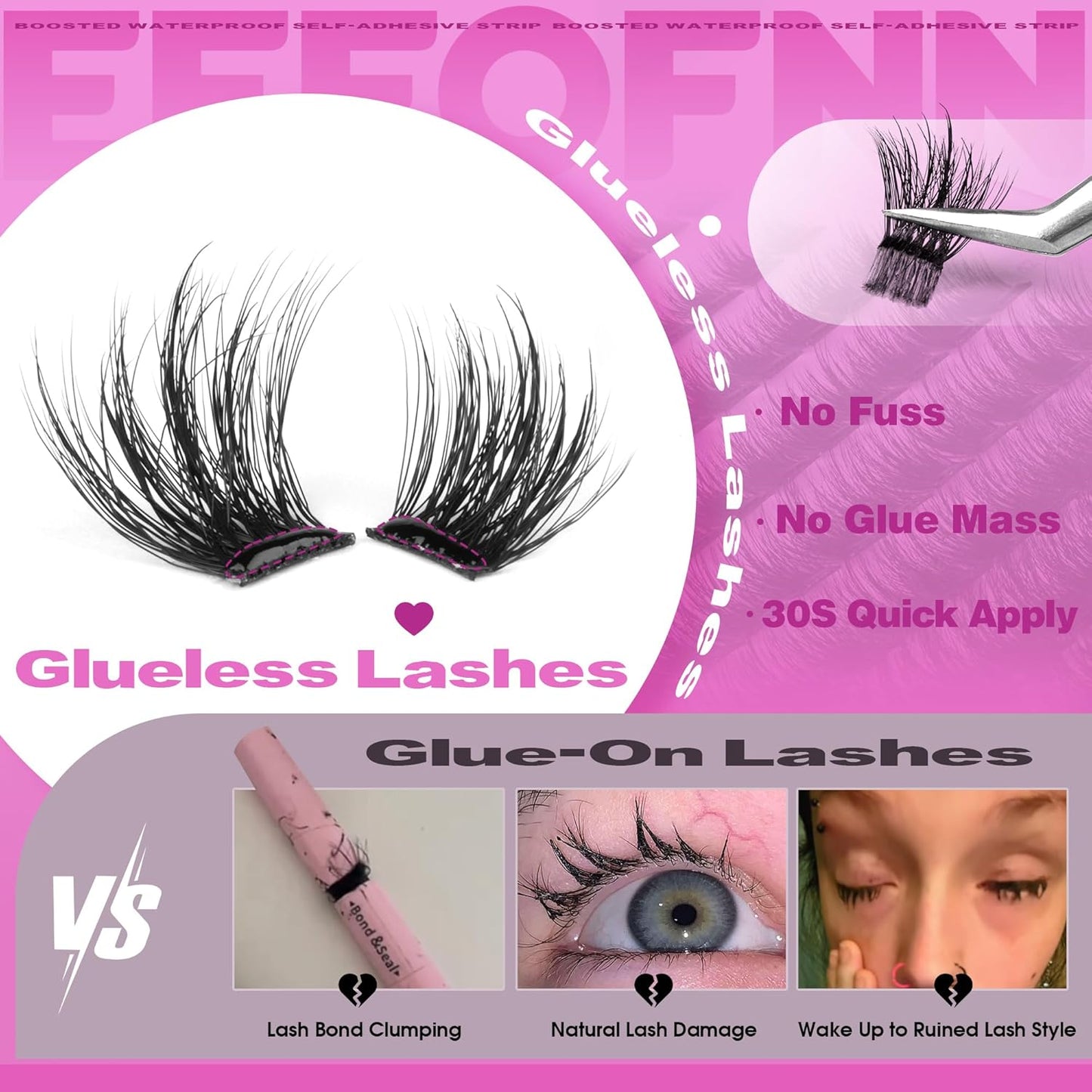 Self-Adhesive Lash Clusters - Fluffy Wispy Eyelashes Kit | Pre-Glued 10-16mm Press-On Lashes