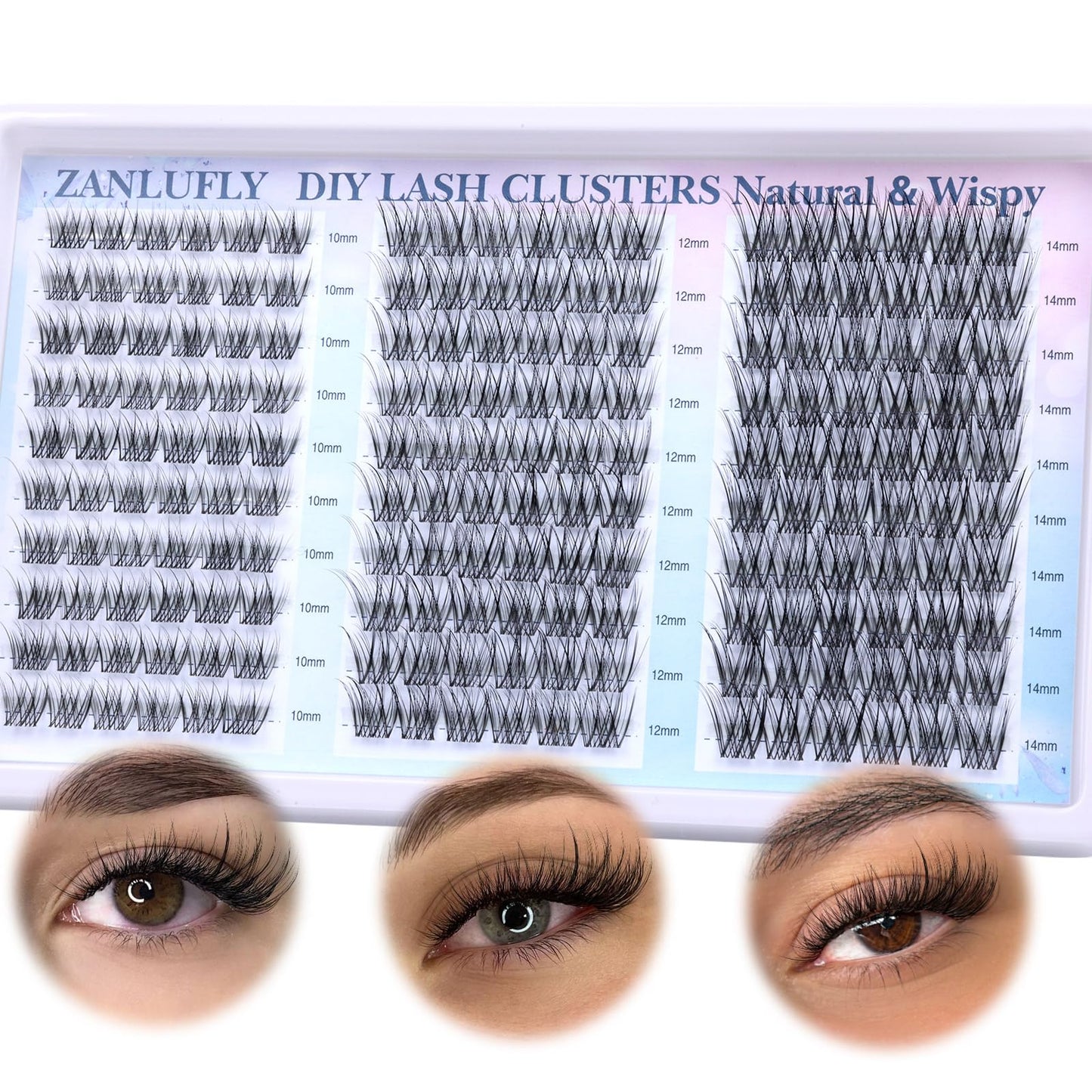 Lash Clusters Wispy Eyelash Clusters Natural CC-Curly Cluster Lashes zanlufly Wispy Individual Lashes 180Pcs Eyelash Extension 10 12 14MM DIY Lash Extension