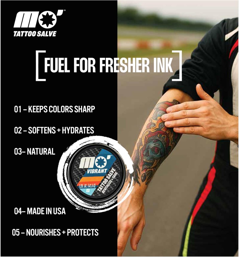 Mo' Handsome Tattoo Balm – Aftercare Salve for New & Existing Ink – Shea Butter & Vitamin E – Petroleum-Free, Non-Greasy Formula for Hydration, Vibrancy & Skin Repair