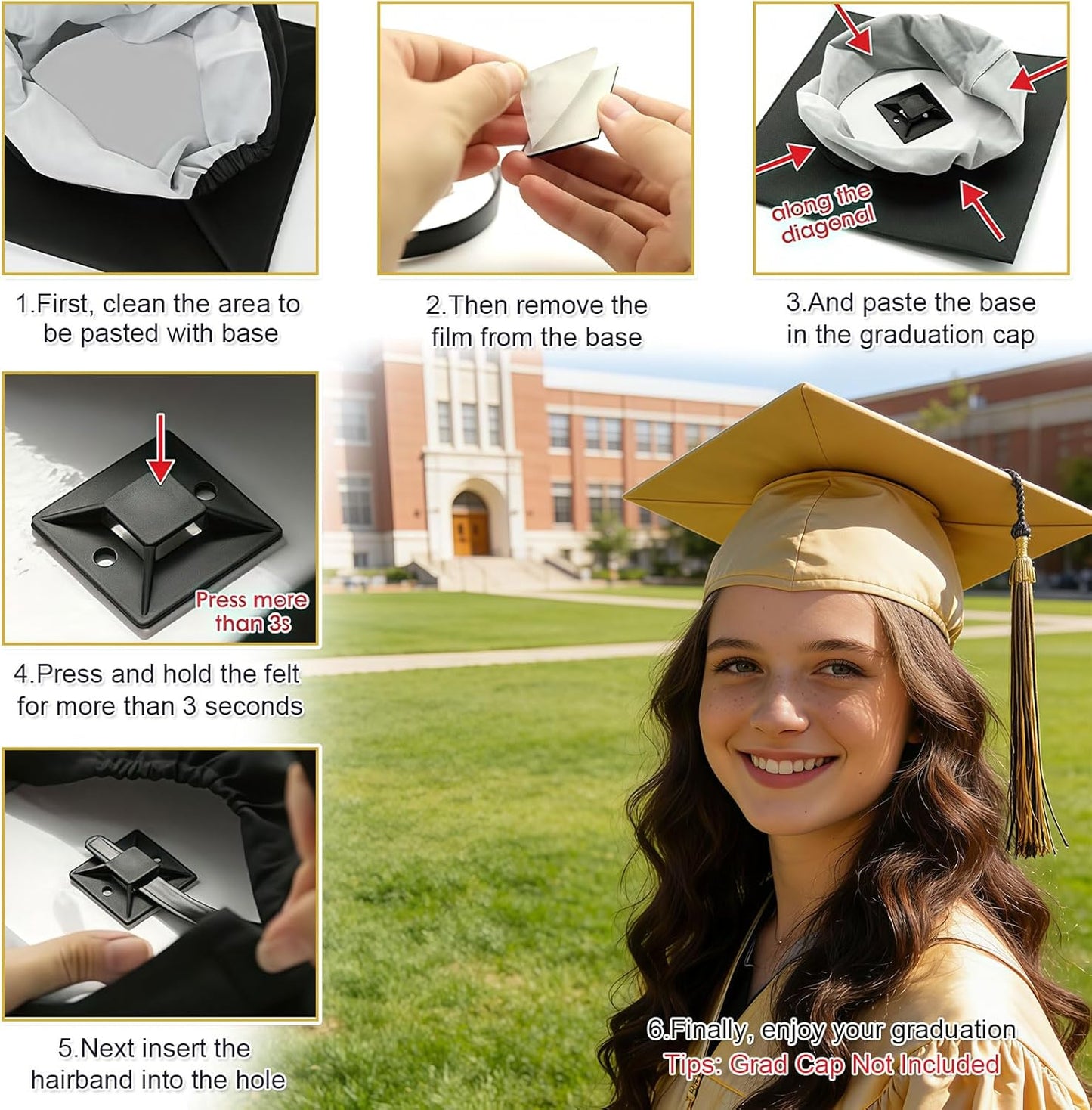 Graduation Cap Headband Insert - Comfortable Fit for Caps | Perfect for Graduates