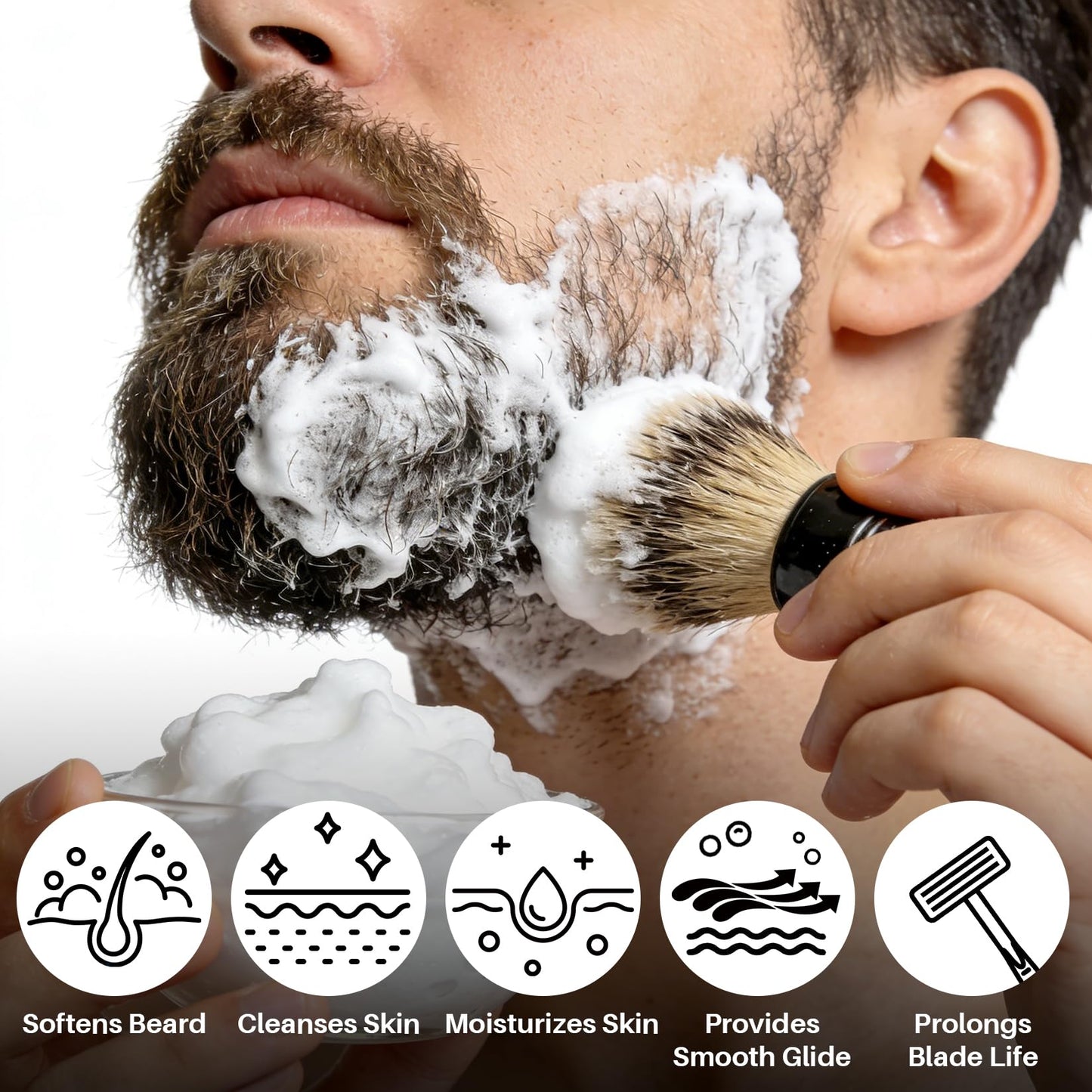 RAQEHO 3.5oz Shaving Soap for Men - Sandalwood Shaving Soap Puck Foam Shave Cream with Shea Butter & Coconut Oil for Sensitive Skin Personal Care Products Bathroom Supplies Travel Essentials