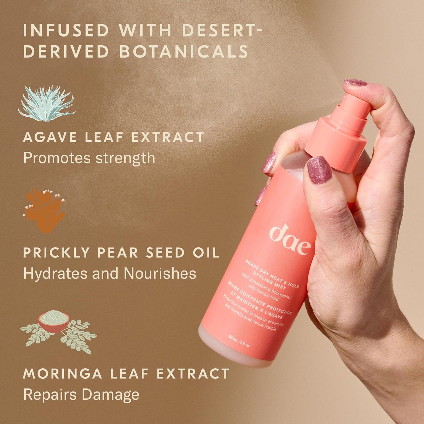 Agave Dry Heat Protection Spray - Frizz Control & Light Hold | 5 oz.