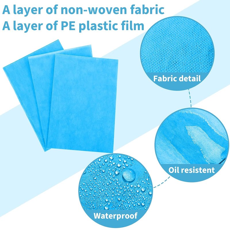 Breling Disposable Bed Sheets - 100 Pcs Oil-Proof PE Film | 31.5" x 71" Waterproof Spa Covers - Blue