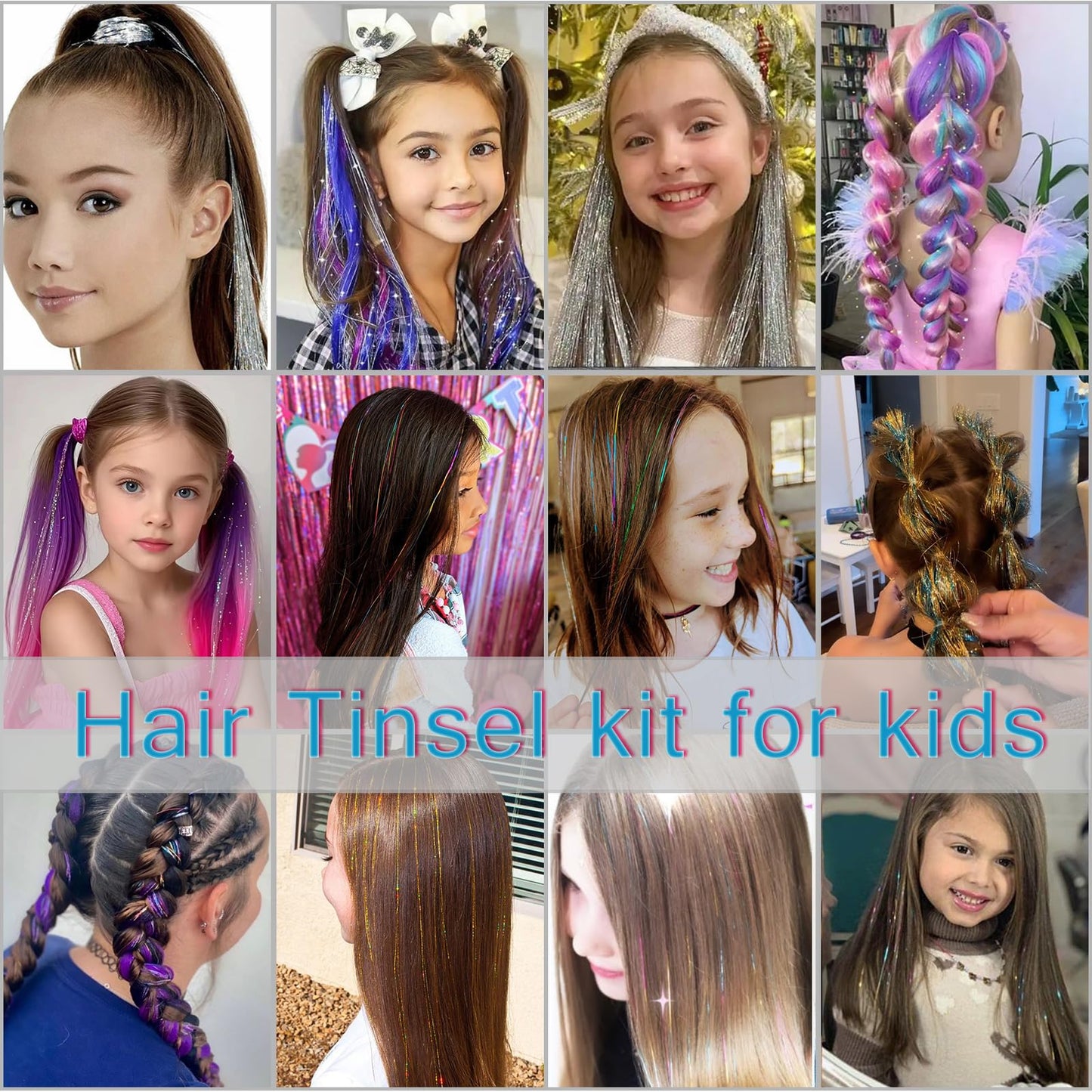 XSASLYET Hair Tinsel, 22 Colors Hair Tinsel Kit for Girls, 8800 Strands