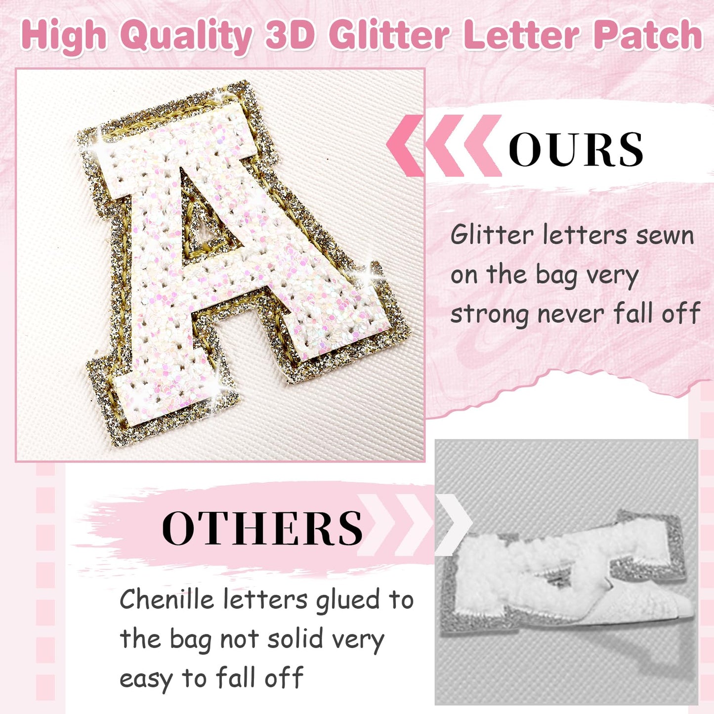 Small Initial Patch Makeup Bag Personalized Gifts Make Up Bag,White Cute PU Leather Glitter Letter Cosmetic Bag with Zipper,Trendy Portable Travel Toiletry Pouch,Preppy Stuff for Teen Girls Women Y