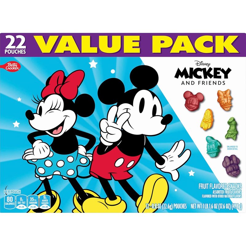 Mickey Mouse Fruit Flavored Snacks - Gluten Free Treat Pouches | 22 Count, 17.6 oz Value Pack