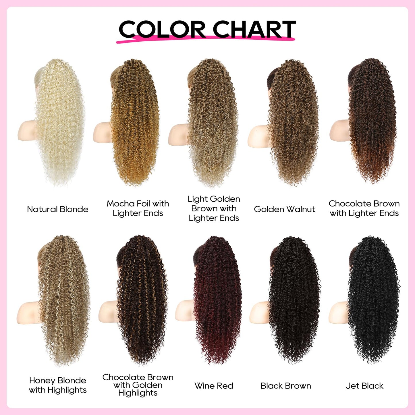 REECHO Ponytail Extension - 26" Long Curly 2-in-1 Claw Clip & Drawstring Ponytail Hair Extensions 100% Super Protein Pony Tail Hairpieces for Women - Golden Walnut