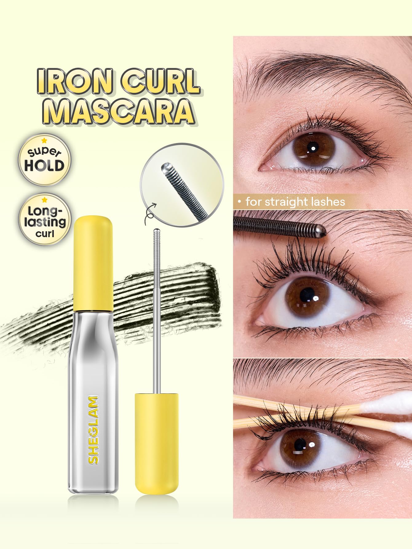 SHEGLAM Lashlighter Iron Curl Mascara Straight Lashes Long-lasting Lengthening Waterproof