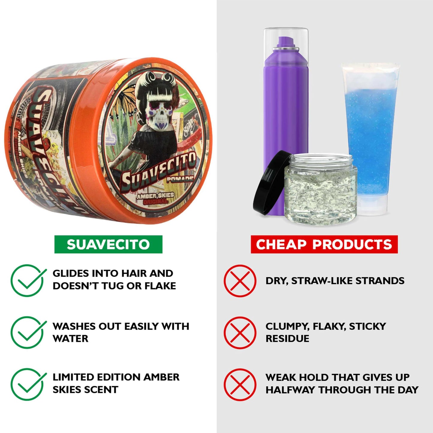 Suavecito Pomade For Men - Medium Hold Shine Water Based oz Pack Wax Like Flake All Day Hair Free Gel Hairstyles Easy To Wash Out