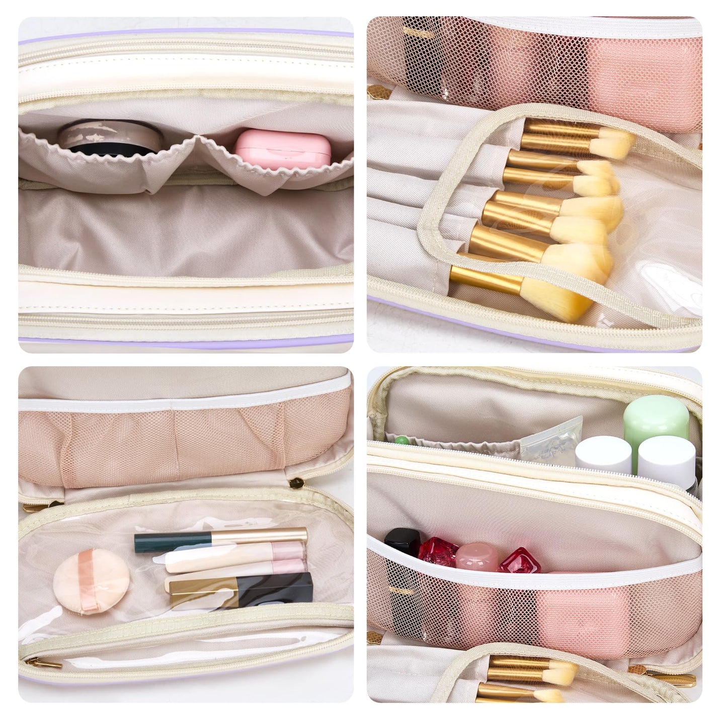 Montana West X Wrangler Large Makeup Bag Travel Toiletry Bag Portable Cosmetic Bag Make Up Organizer with Divider and Handle for Women WG393-9002BG-PP