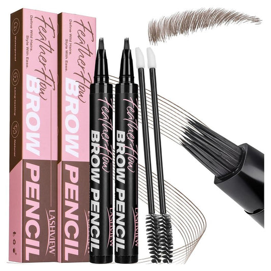 3D Microblading Eyebrow Pen - Waterproof & Smudge-Proof Natural Brow Definer | 2 Pack, Light Brown