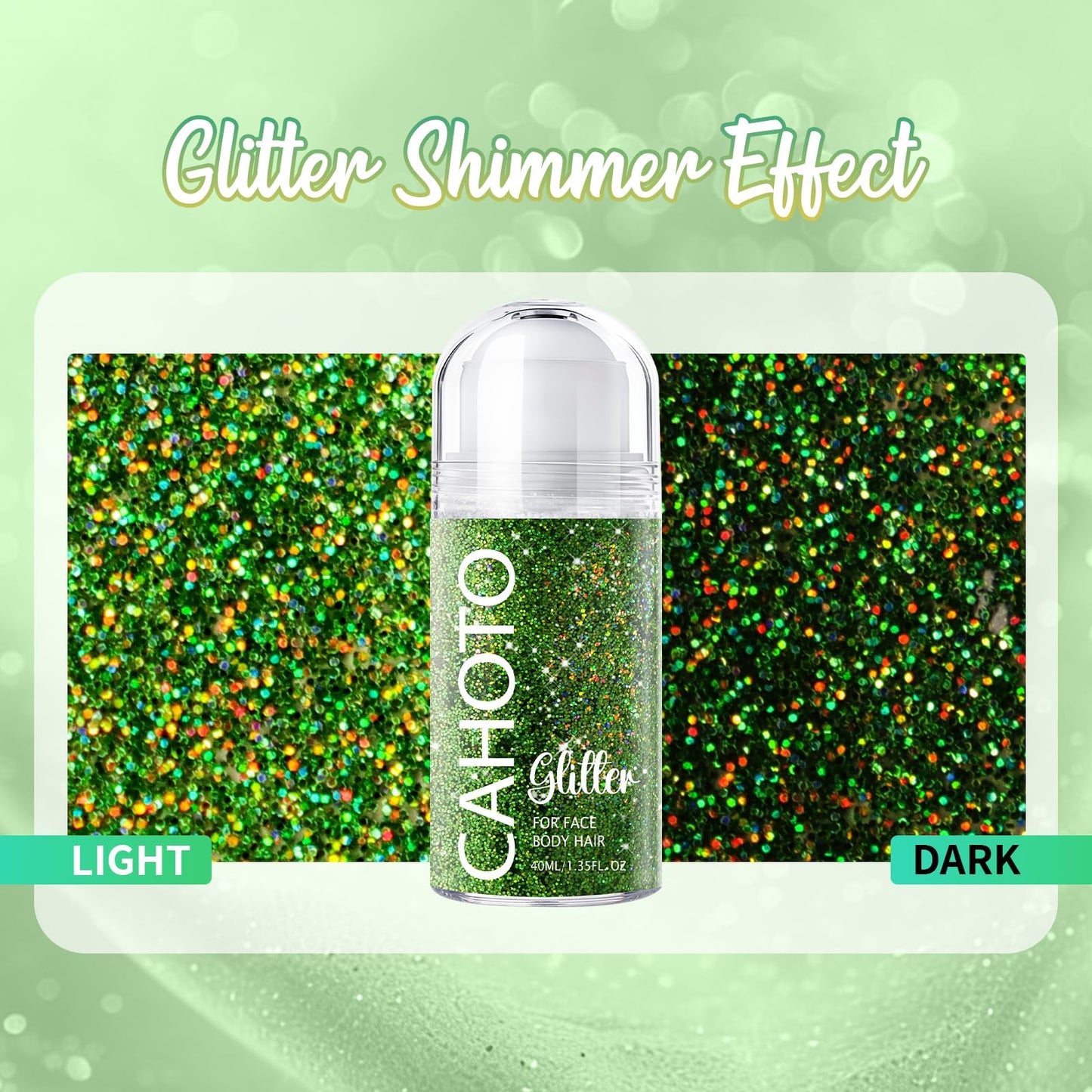 CAHOTO Light Green Roll-on Glitter for Face Body & Hair
