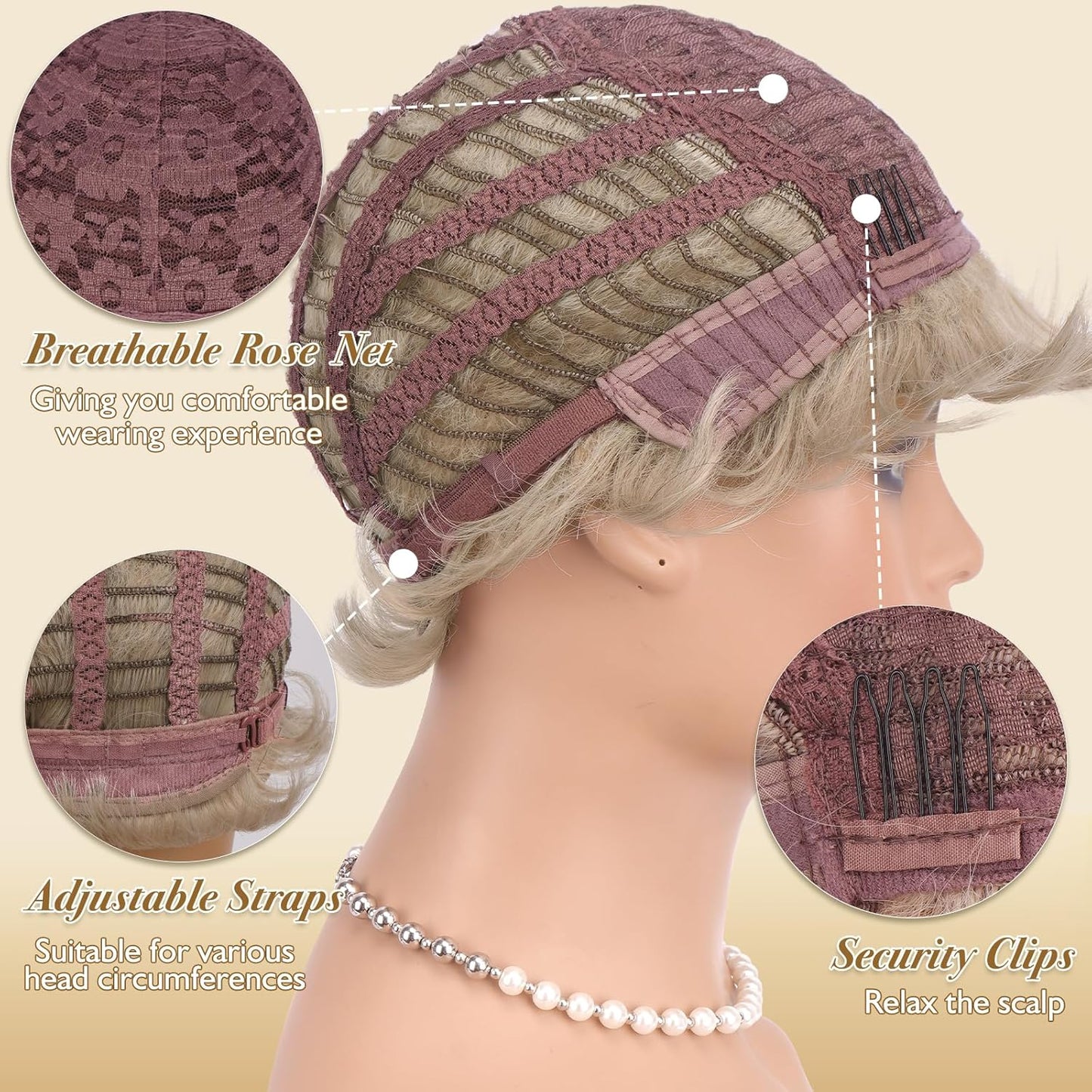 Blonde Pixie Wigs for Women - Short Layered Synthetic Heat-Resistant Hair Wig | Perfect for Daily Wear