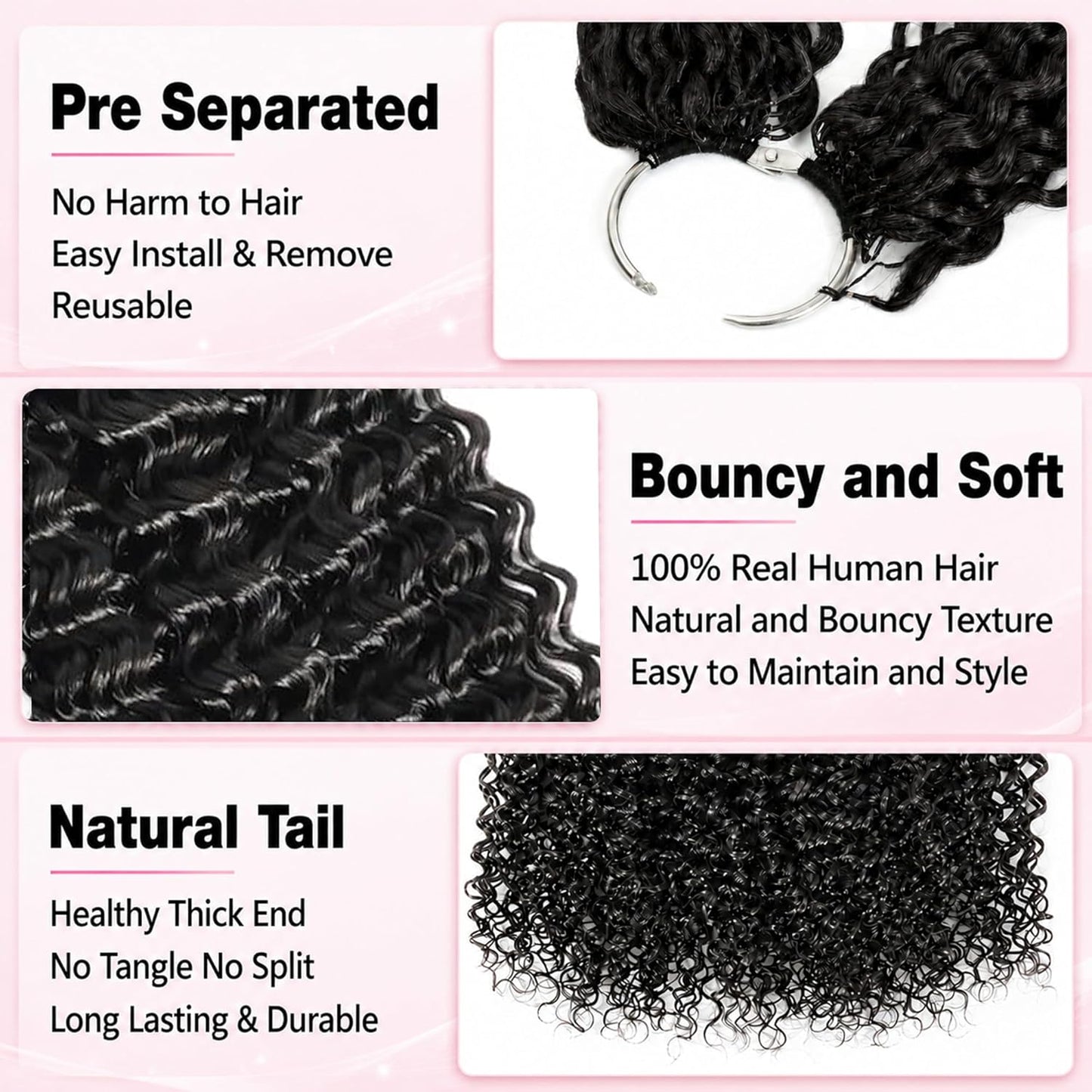 Feather Crochet Hair Extensions - 12 Inch 120g Invisible Miracle Knots for Black Women | Jerry Curly Pre-Separated Natural Black