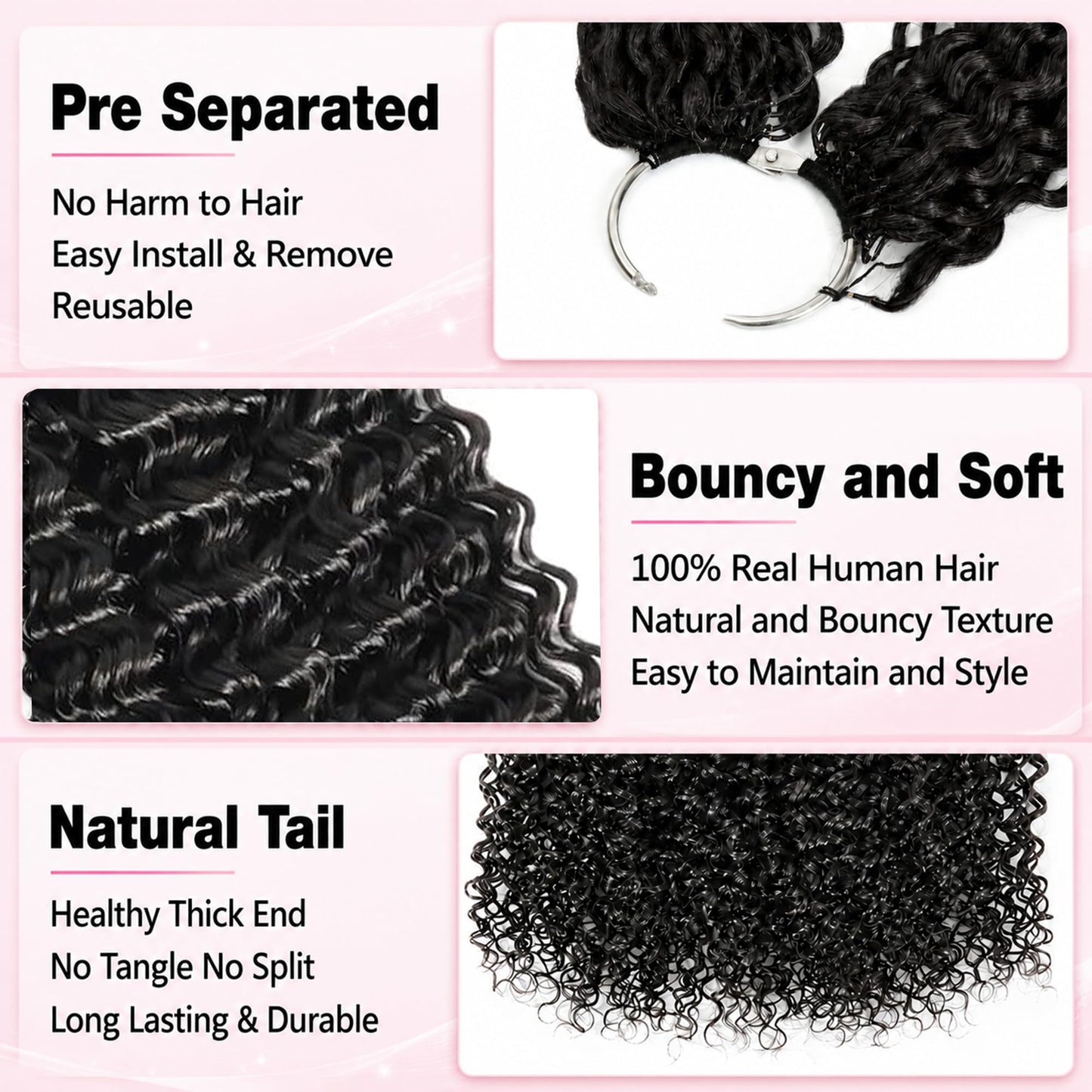 Feather Crochet Human Hair 12 Inch 120g Invisible Miracle Knots Crochet Hair for Black Women Jerry Curly Pre Separated Human Crochet Hair Extensions for Boho Braids Natural Black