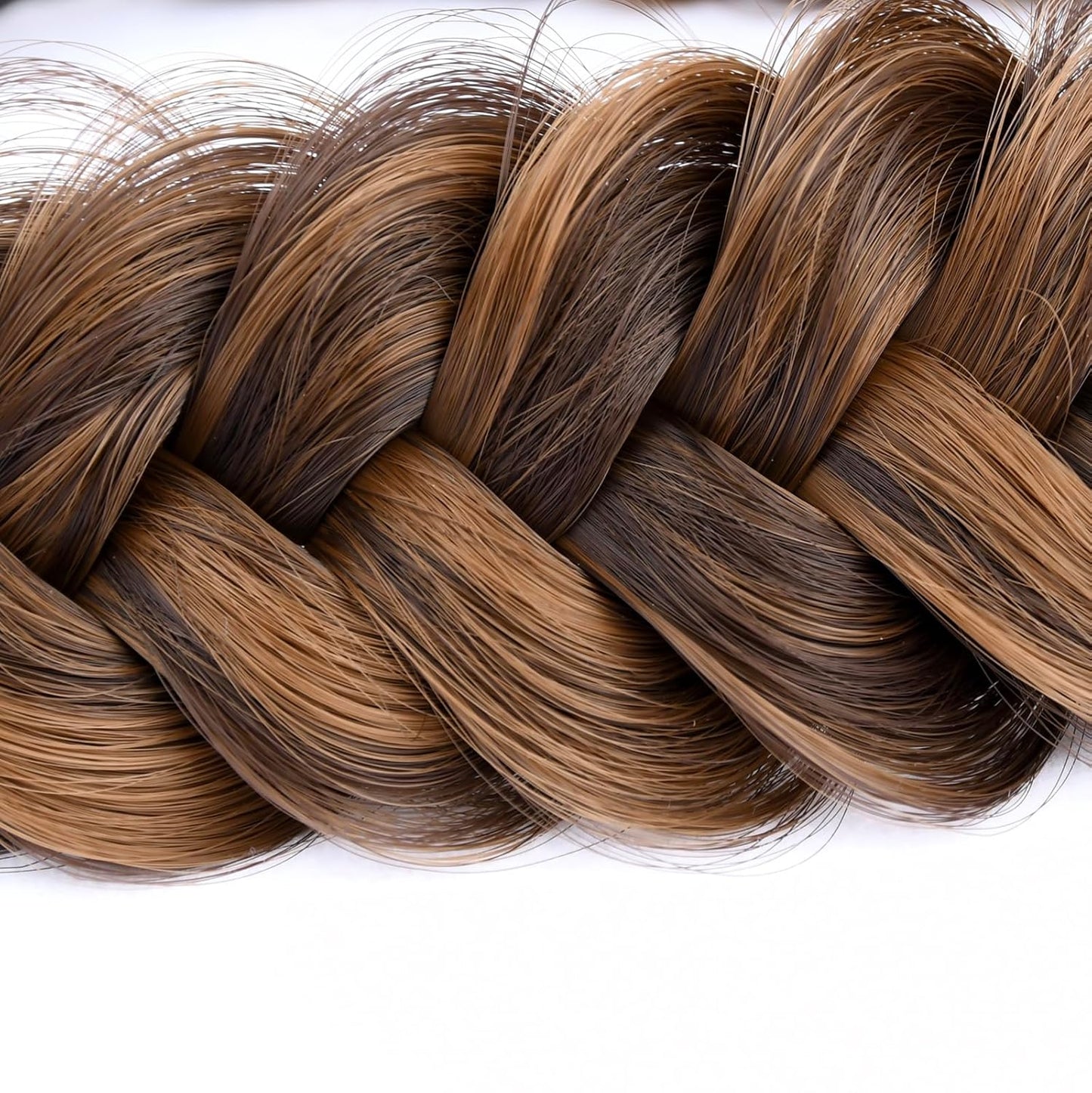 Messy Wide 2-Strand Synthetic Hair Braided Headband - Chocolate Toast | Stylish Hairpiece for Women & Girls