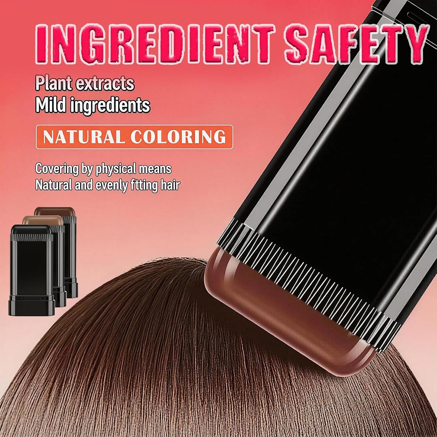 Hair Dye Stick Set - 3 Pcs Gray Hair Concealer with Duckbill Clips | Quick Touch-Up for Men & Women