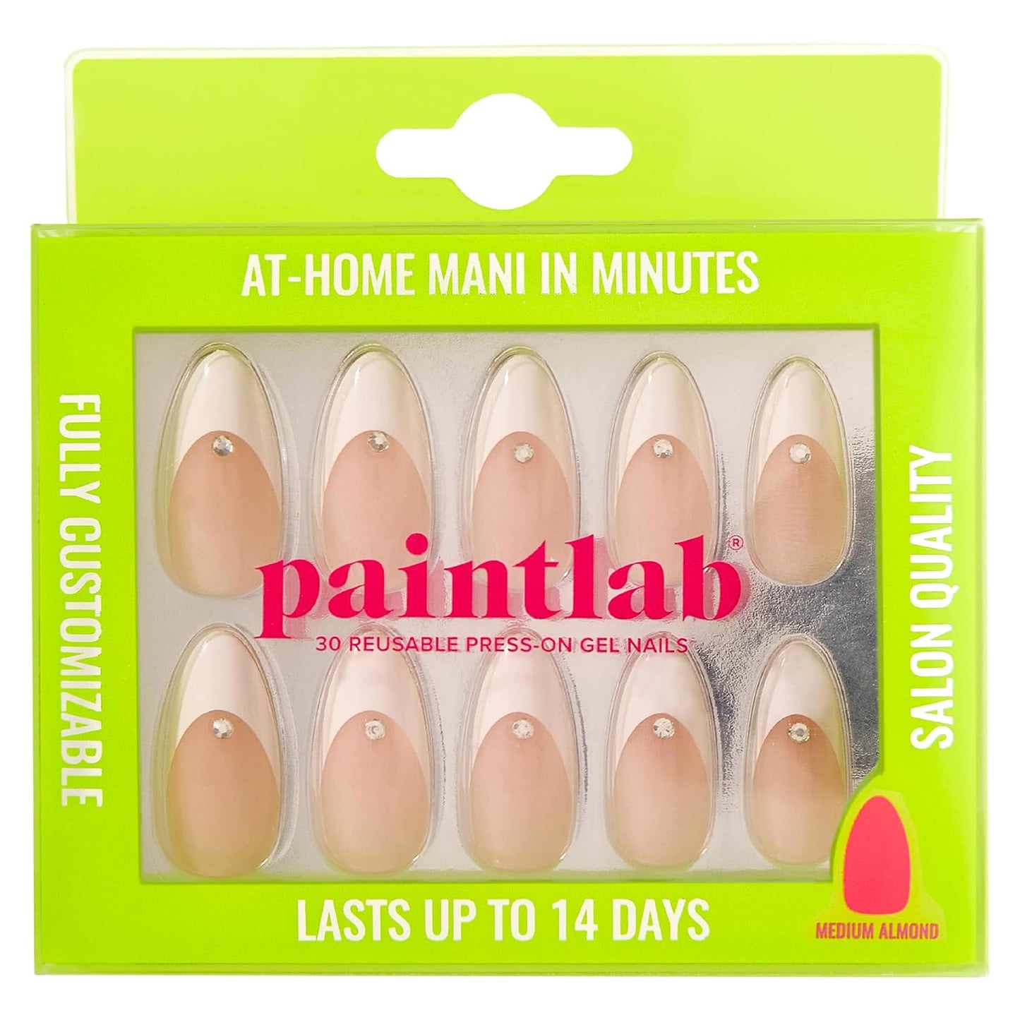 French Tip Press On Nails - Stiletto Fake Nails, 30 Nails in 15 Sizes, Reusable Salon Quality | Easy Application