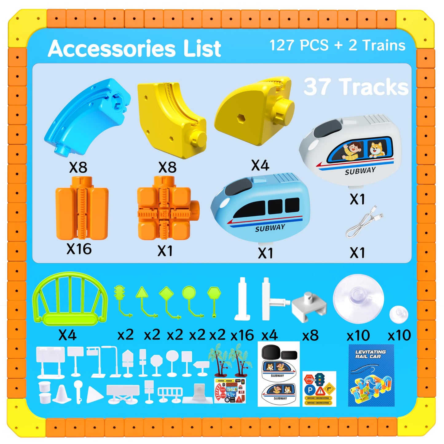 Electric Train Set Cube Track for Kids Ages 4-8, Infinity Racer 3D Train for Toddlers, Track Fusion Building Toy with Anti Gravity Race Track, STEM Learning Fun Gift for Boys Girls, Include 2 Trains